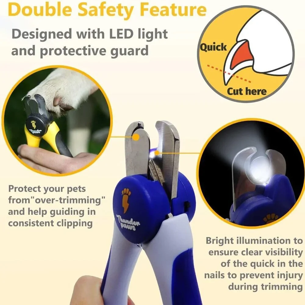 LED Dog Nail Clippers Stainless Steel Medium Large Pets Safety Guard File